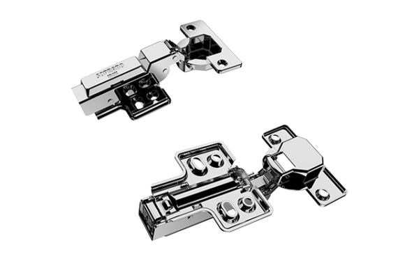 Dobradiça Curva com Pistão e Click INOX Soprano